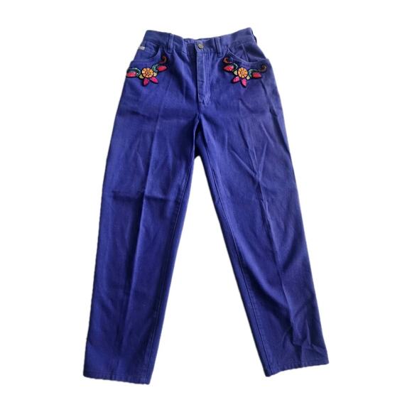 Vtg ESCADA Purple High Waist Ankle Jeans w/ Beaded Pocket sz 40 IT / 28 Usa - Picture 1 of 10